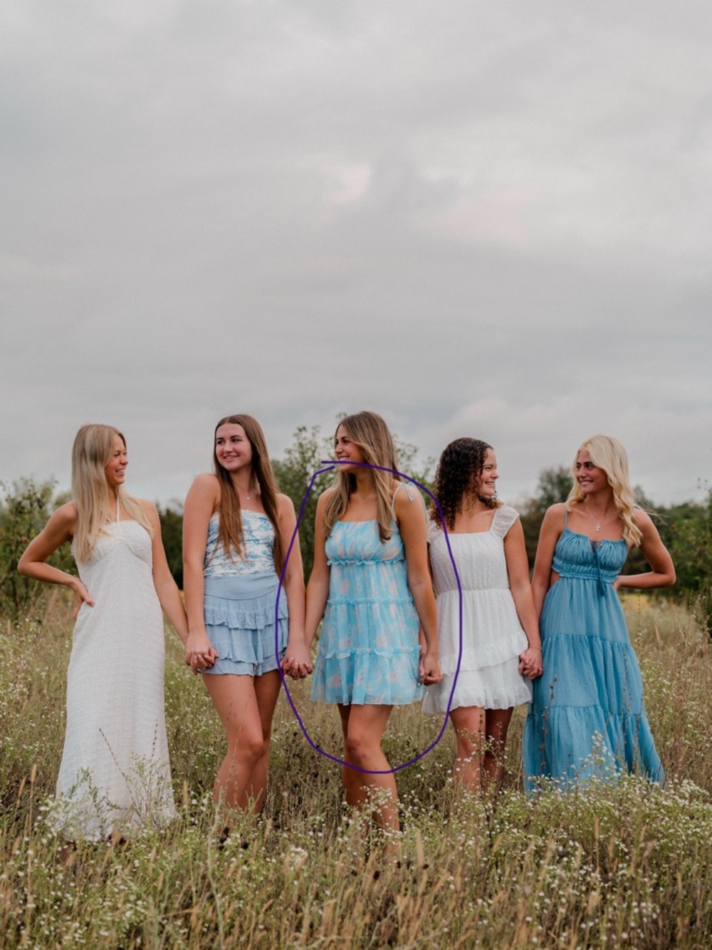 Light Blue Floral Tie-Strap Dress